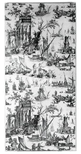 Le Port de Mer (The Seaport) (Furnishing Fabric), Nantes, c. 1780. Creator: Unknown.