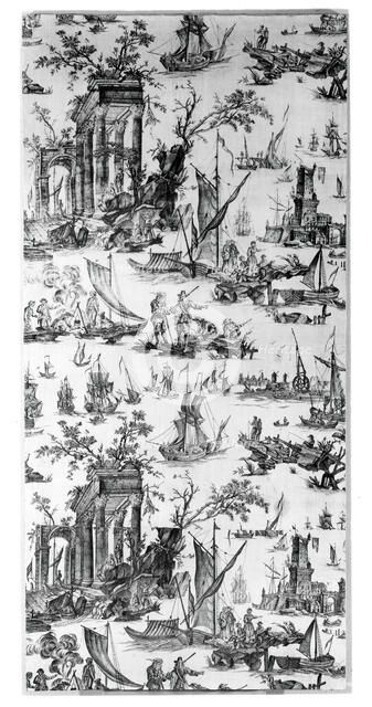 Le Port de Mer (The Seaport) (Furnishing Fabric), Nantes, c. 1780. Creator: Unknown.