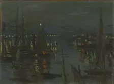 Le Port du Havre, Effet de Nuit (The port of Le Havre at night), 1873. Creator: Monet, Claude (1840-1926)