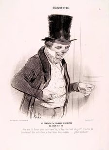 Le Portier en Tournées de Visites du jour de l'An (Silhouettes No. 5), 1841. Creator: Honore Daumier