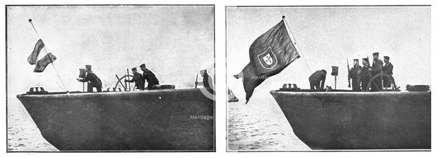 'Le Portugal dans la guerre; Le pavillon allemand amene et replace par les couleurs..., 1916 (1924) Creator: Unknown.