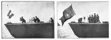 Le Portugal dans la guerre; Le pavillon allemand amene et replace par les couleurs..., 1916 (1924) Creator: Unknown