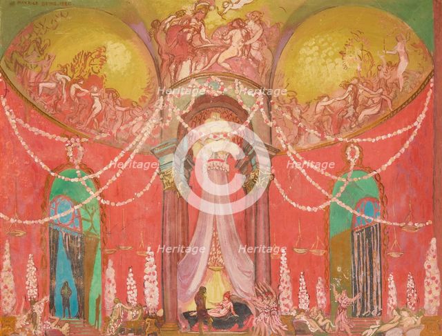 Le Palais de la Reine de Volupte. Set design for the Opera "La légende de Saint-Christophe"..., 1920 Creator: Denis, Maurice (1870-1943).