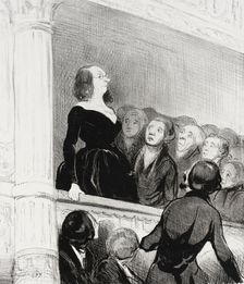(Le parterre de l'Odéon.) L'auteur!..., 1844. Creator: Honore Daumier
