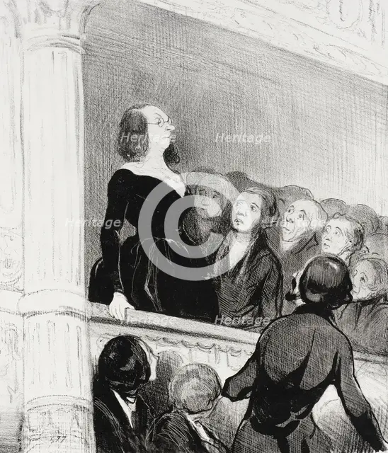 (Le parterre de l'Odéon.) L'auteur!..., 1844. Creator: Honore Daumier.