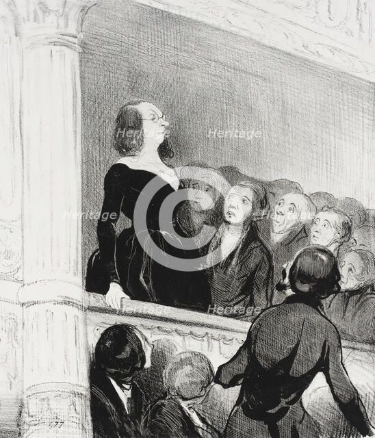 (Le parterre de l'Odéon.) L'auteur!..., 1844. Creator: Honore Daumier.