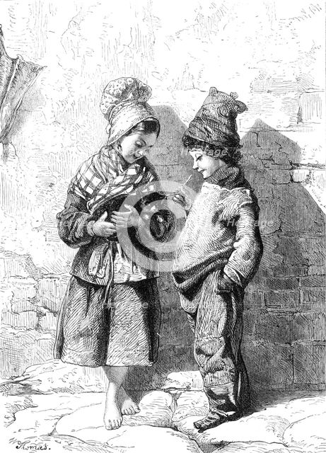 "Le Petit Minet", by W. L. Thomas...exhibition of the Institute of Painters in Water Colours, 1865. Creator: William Luson Thomas.