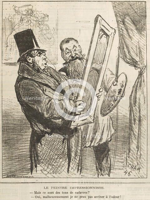 Le peintre impressionniste: "Mais ce sont des tons de cadavre?" ..., 1877. Creator: Cham (Amédée Charles de Noé) (1819-1879).