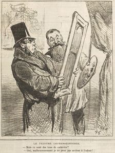 Le peintre impressionniste: "Mais ce sont des tons de cadavre?" ..., 1877. Creator: Cham (Amédée Charles de Noé) (1819-1879)