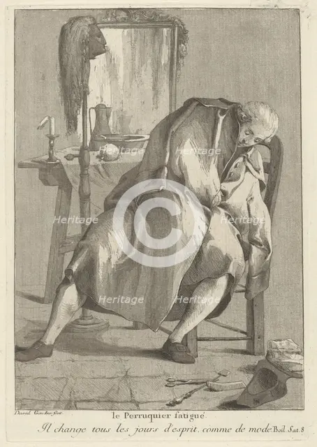 Le Perruquier fatigué (The Tired Wig-Maker), 1775. Creator: Giovanni David.
