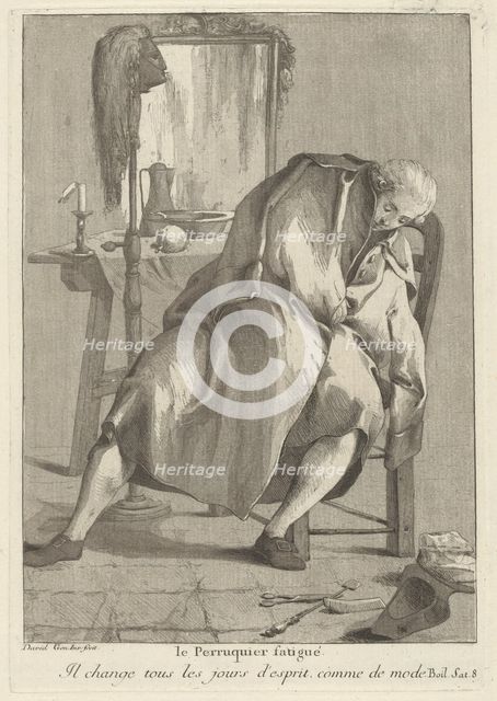 Le Perruquier fatigué (The Tired Wig-Maker), 1775. Creator: Giovanni David.