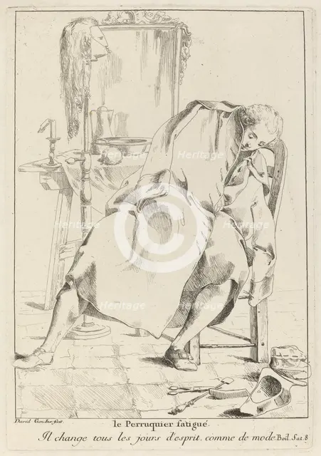 Le Perruquier fatigué (The Tired Wig-maker), 1775. Creator: Giovanni David.