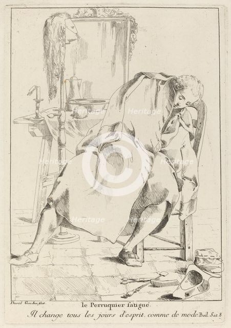 Le Perruquier fatigué (The Tired Wig-maker), 1775. Creator: Giovanni David.