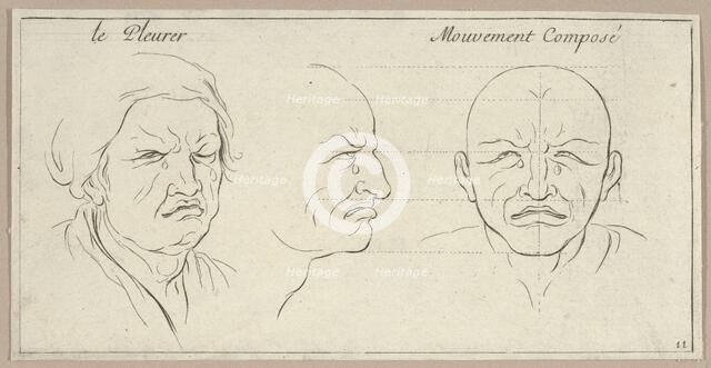 Le Pleurer and mouvement composé (from Caractères des passions, gravés sur les dessei..., 1695-1720. Creator: Sébastien Le Clerc the Younger.
