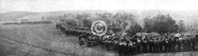 'Le Premier Coup Allemand; Les premieres lignes britanniques ont cede: derriere un repli... 1918. Creator: Unknown.