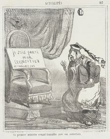 Le premier ministre venant travailler avec son souverain, 1867. Creator: Cham