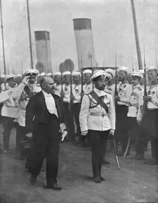 'Le President de la Republique en Russie; La revue des Marins de la Garde a Peterhof 1914. Creator: Unknown
