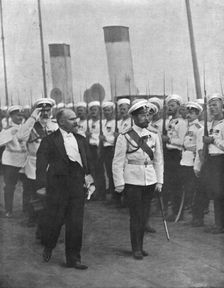 'Le President de la Republique en Russie; La revue des Marins de la Garde a Peterhof 1914. Creator: Unknown