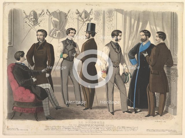 Le Progrès, for the Bulletin of Fashion, New York, No. 110, from Modes de Paris, February 1859. Creator: Unknown.