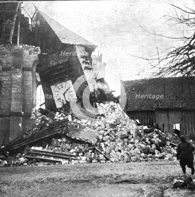 'Le Royaume de la Mort'; Une des nombreuses eglises de village que l'ennemi a systematiquement detru Creator: Unknown.