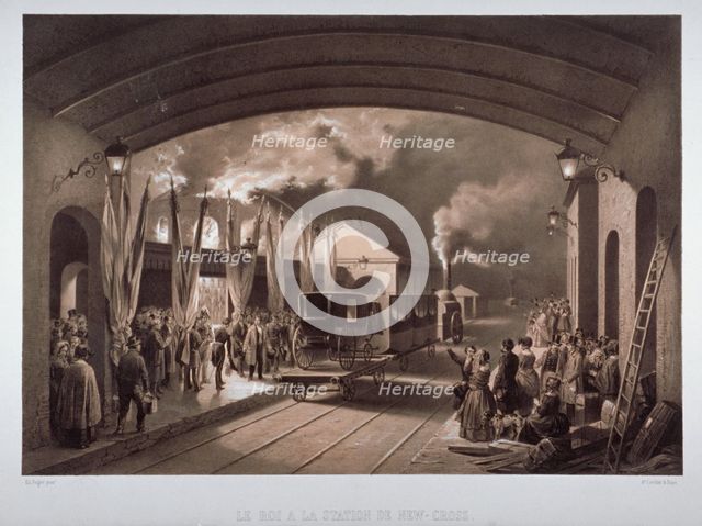 'Le roi a la station de New Cross', 1844.                                              Artist: JB