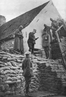 Le roi Albert !er et le generalissime sur le front de l'armee Belge; accompagnes..., 1916. Creator: Unknown