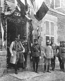 Le roi du Montenegro sortant du quartier general du general Gouraud 1916. Creator: Unknown