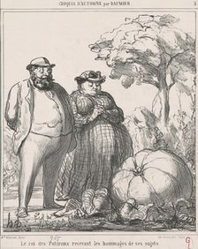 Le roi des potirons recevant les hommages de ses sujets, September 25, 1865. Creator: Honore Daumier