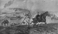 'Le Role de la Cavalerie; Dragons Francais Chargeant des Uhlans 1914. Creator: Georges Bertin Scott