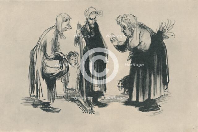 'Le Roman Chez La Portière', 1919. Artist: Jean Veber.