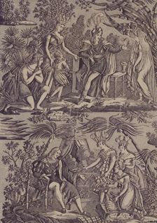 Le Romance du Cortés (The Song of Cortez) (Furnishing Fabric), Nantes, 1815. Creator: Favre-Petitpierre et Cie