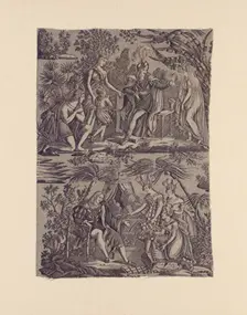 Le Romance du Cortés (The Song of Cortez) (Furnishing Fabric), Nantes, 1815. Creator: Favre-Petitpierre et Cie