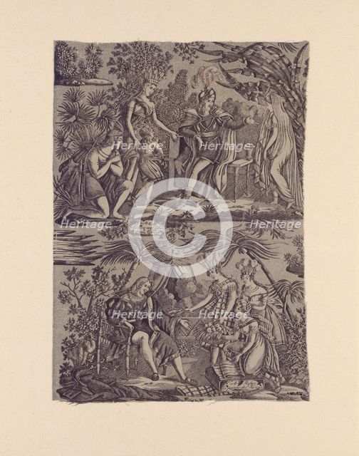 Le Romance du Cortés (The Song of Cortez) (Furnishing Fabric), Nantes, 1815. Creator: Favre-Petitpierre et Cie.