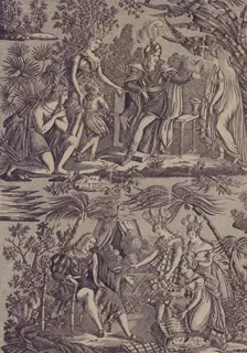 Le Romance du Cortés (The Song of Cortez) (Furnishing Fabric), Nantes, 1815. Creator: Favre-Petitpierre et Cie