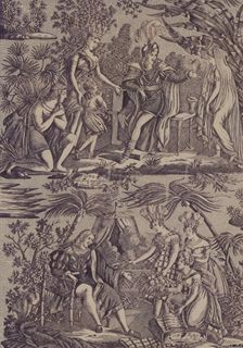 Le Romance du Cortés (The Song of Cortez) (Furnishing Fabric), Nantes, 1815. Creator: Favre-Petitpierre et Cie