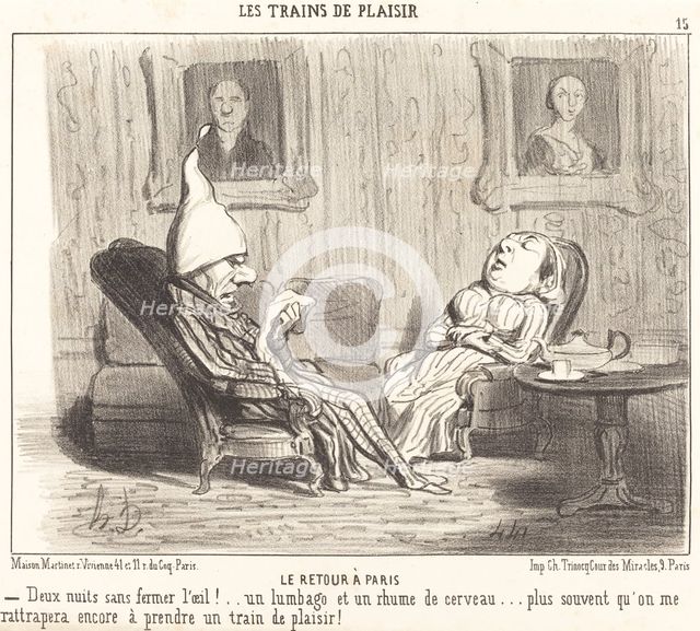 Le retour à Paris, 1852. Creator: Honore Daumier.