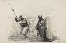 Le retour du permissionnaire. -Tu Tombes à pic!, c. 1914/1919. Creator: Jean Louis Forain