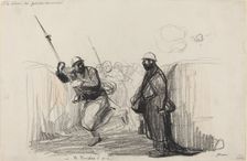 Le retour du permissionnaire. -Tu Tombes à pic!, c. 1914/1919. Creator: Jean Louis Forain