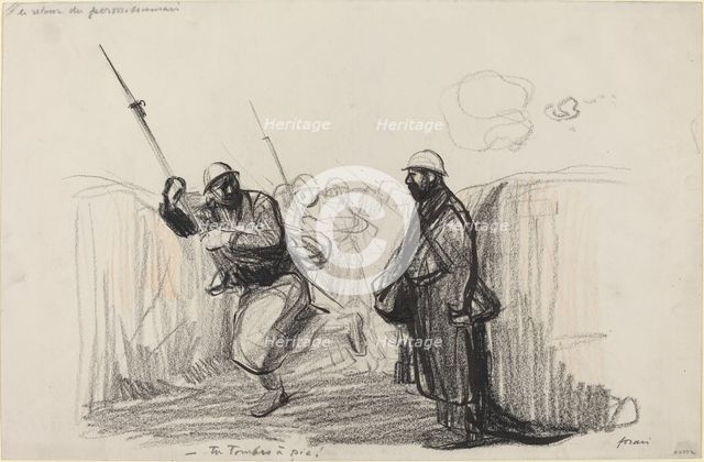 Le retour du permissionnaire. -Tu Tombes à pic!, c. 1914/1919.  Creator: Jean Louis Forain.