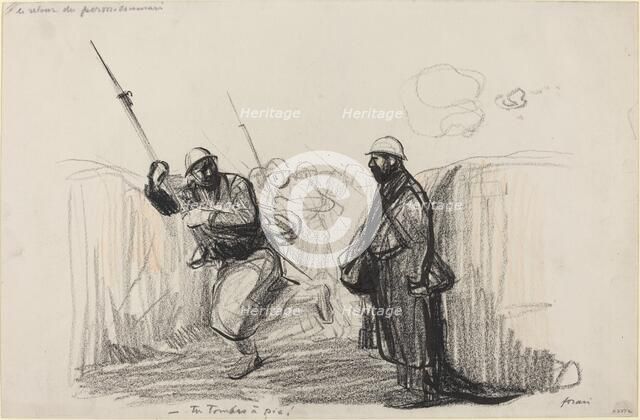 Le retour du permissionnaire. -Tu Tombes à pic!, c. 1914/1919.  Creator: Jean Louis Forain.