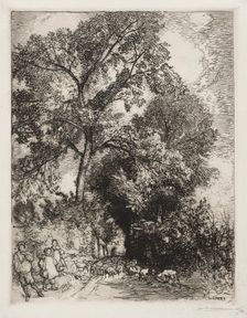 Le Retour du Troupeau, Crèvecoeur, 1913. Creator: Auguste Louis Lepère (French, 1849-1918)