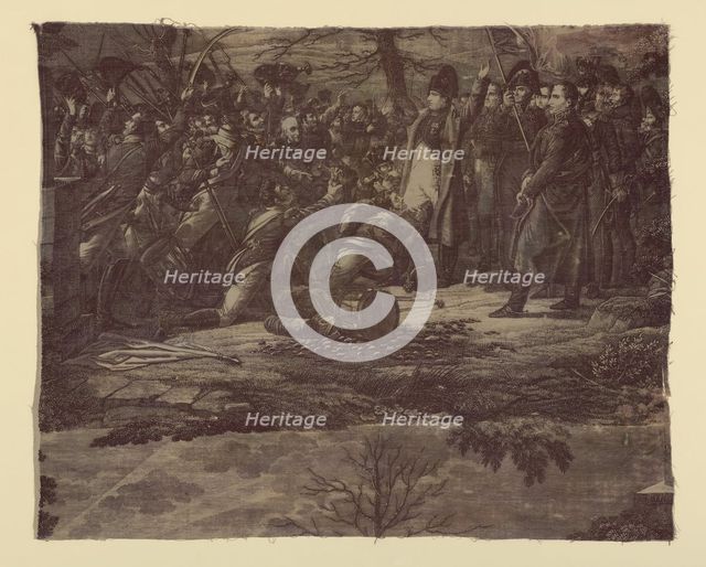 Le Retour de L'Ile d'Elbe (The Return from the Isle of Elba) (Furnishing Fabric), Nantes, c. 1830. Creator: Favre-Petitpierre et Cie.