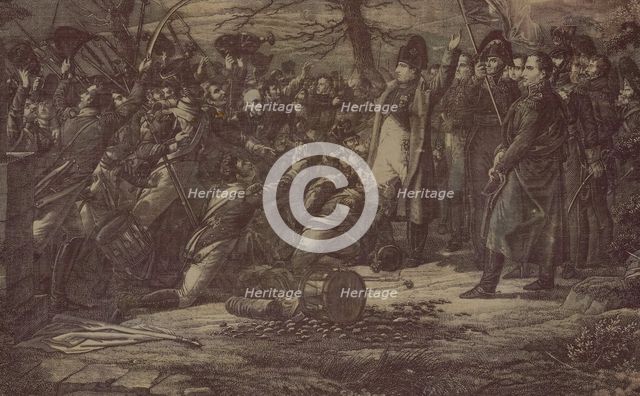 Le Retour de L'Ile d'Elbe (The Return from the Isle of Elba) (Furnishing Fabric), Nantes, c. 1830. Creator: Favre-Petitpierre et Cie.