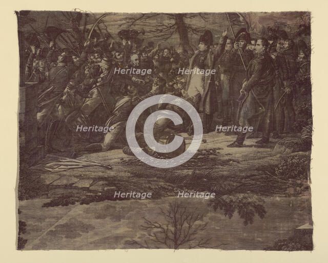 Le Retour de L'Ile d'Elbe (The Return from the Isle of Elba) (Furnishing Fabric), Nantes, c. 1830. Creator: Favre-Petitpierre et Cie.