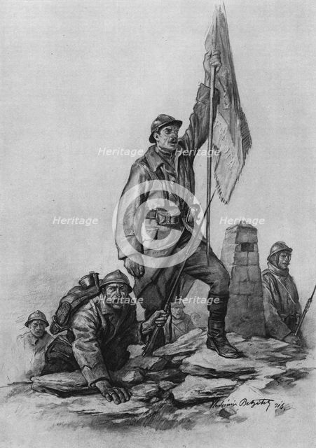 'Le retour des Serbes en Serbie; le 30 septembre 1916, les soldats de la troisieme armee..., 1916. Creator: Vladimir Betzitch.