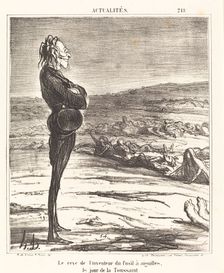 Le rève de l'inventeur du fusil à aiguilles, le jour de la Toussaint, 1866. Creator: Honore Daumier