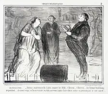 Le Régisseur. - Voyons, mademoiselle, faites sonner les RRR..., 1856. Creator: Honore Daumier