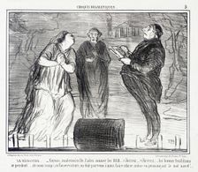 Le Régisseur. - Voyons, mademoiselle, faites sonner les RRR..., 1856. Creator: Honore Daumier