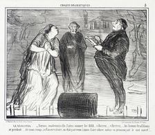 Le Régisseur. - Voyons, mademoiselle, faites sonner les RRR..., 1856. Creator: Honore Daumier