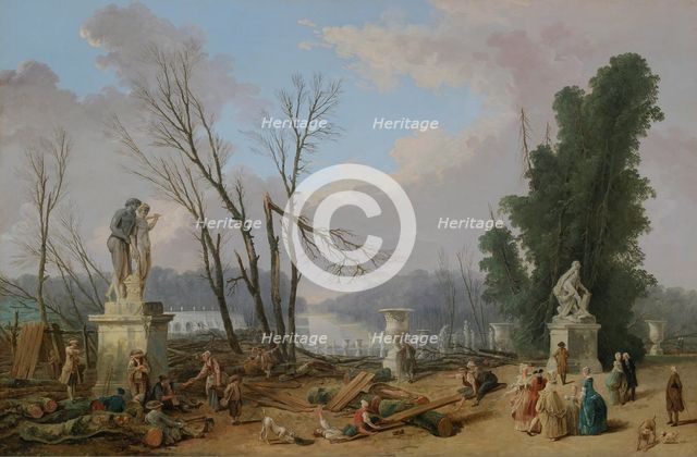 Le Tapis Vert (The Green Carpet), ca 1776. Creator: Robert, Hubert (1733-1808).